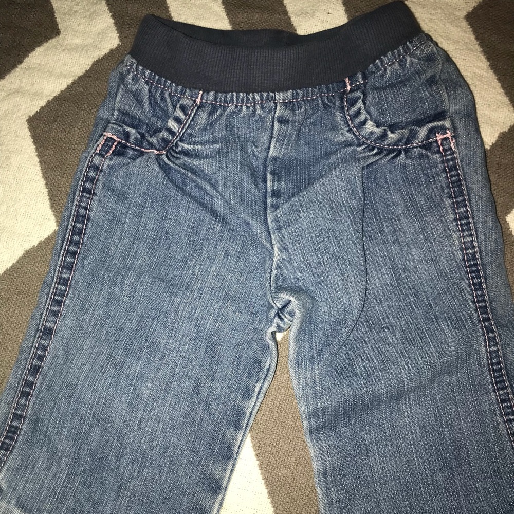 Denim jeans pink stitching